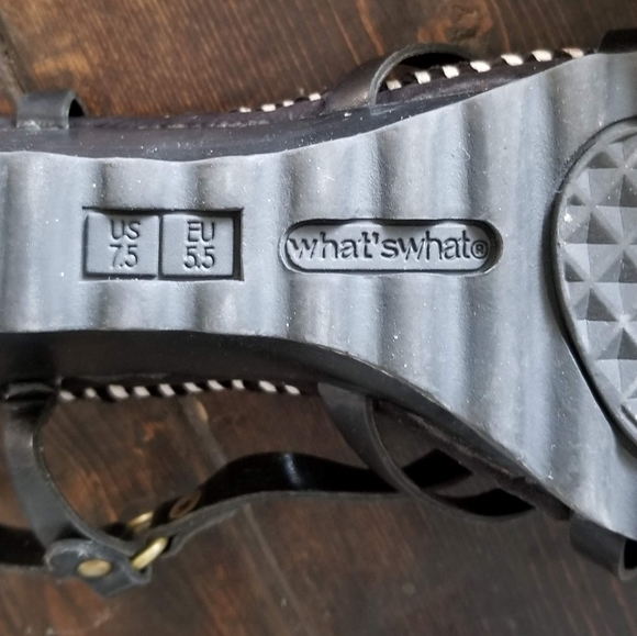 👡AEROSOLES BLACK LEATHER WEDGE SANDALS - Picture 3 of 3